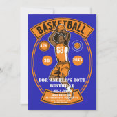 Oranje blauwe Basketball Birthday Party nodigt (Voorkant)