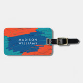 Oranje blauwe Blauwgroen trillende moderne buiklij Bagagelabel (Voorkant horizontaal)