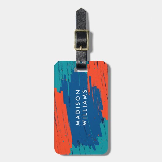 Oranje blauwe Blauwgroen trillende moderne buiklij Bagagelabel (Voorkant verticaal)