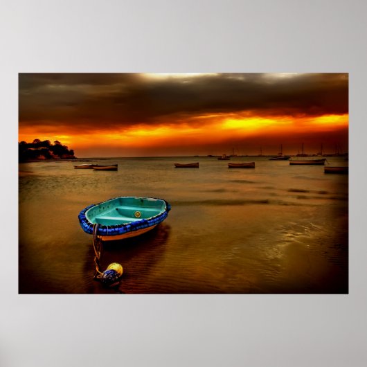 oranje blauwe boot poster (Voorkant)