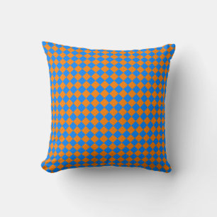 Oranje Blauwe Checker Diamant Patroon Kussen