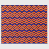 Oranje Blauwe Chevron Zigzag Ontwerp Cadeaupapier (Vlak)