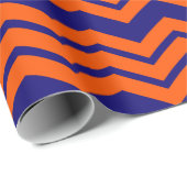 Oranje Blauwe Chevron Zigzag Ontwerp Cadeaupapier (Rol Hoek)