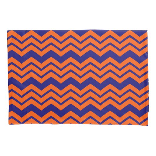 Oranje Blauwe Chevron Zigzag Ontwerp Kussensloop (Voorkant)