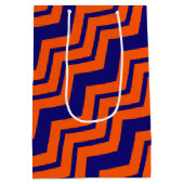 Oranje Blauwe Chevron Zigzag Ontwerp Medium Cadeauzakje (Achterkant)
