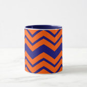 Oranje Blauwe Chevron Zigzag Ontwerp Mok (Midden)
