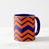 Oranje Blauwe Chevron Zigzag Ontwerp Mok (Voorkant rechts)