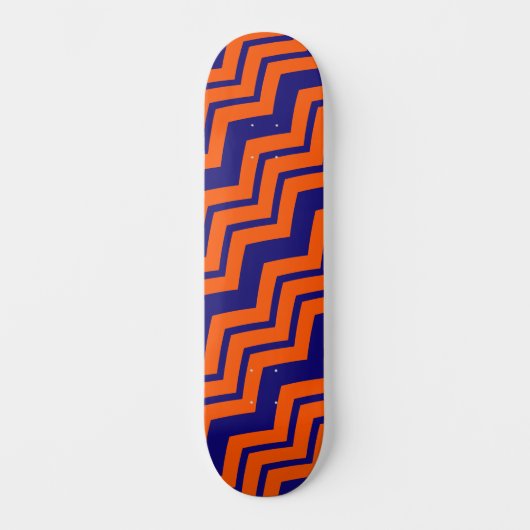 Oranje Blauwe Chevron Zigzag Ontwerp Persoonlijk Skateboard (Voorkant)
