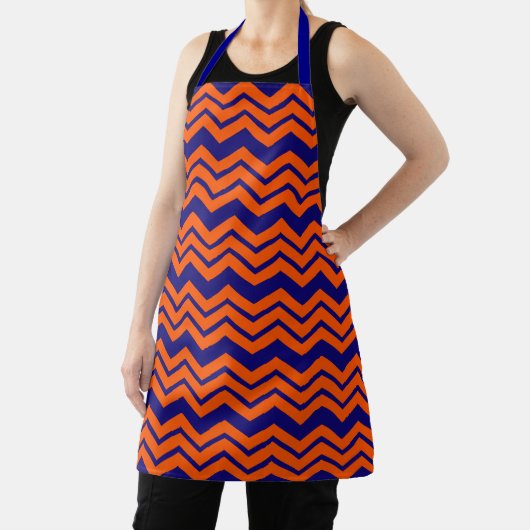 Oranje Blauwe Chevron Zigzag Ontwerp Schort (Insitu)