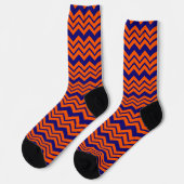 Oranje Blauwe Chevron Zigzag Ontwerp Sokken (Links)