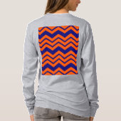 Oranje Blauwe Chevron Zigzag Ontwerp T-shirt (Achterkant)