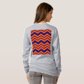 Oranje Blauwe Chevron Zigzag Ontwerp T-shirt (Achterkant volledig)