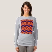 Oranje Blauwe Chevron Zigzag Ontwerp T-shirt (Voorkant volledig)