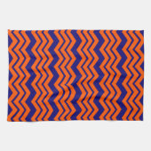 Oranje Blauwe Chevron Zigzag Ontwerp Theedoek (Horizontaal)