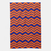 Oranje Blauwe Chevron Zigzag Ontwerp Theedoek (Verticaal)