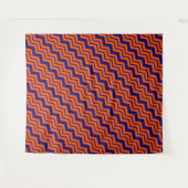 Oranje Blauwe Chevron Zigzag Ontwerp  Wandkleed (Voorkant (horizontaal))