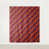 Oranje Blauwe Chevron Zigzag Ontwerp  Wandkleed (Voorkant)