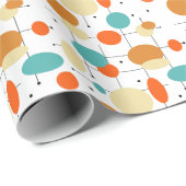 Oranje Blauwe Circles en Mid-eeuwse patronen Cadeaupapier (Rol Hoek)