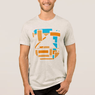 Oranje Blauwe Circulaire Zuidwest Kijk Abstracte K Tri-Blend Shirt