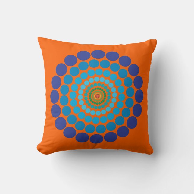 Oranje Blauwe Cirkel patroonkussen Kussen (Voorkant)