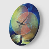 oranje, blauwe en gele Abstracte kunstklok Grote Klok (Hoek)