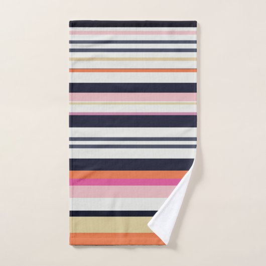 Oranje, blauwe en roze strepen bad handdoek (Handdoek)