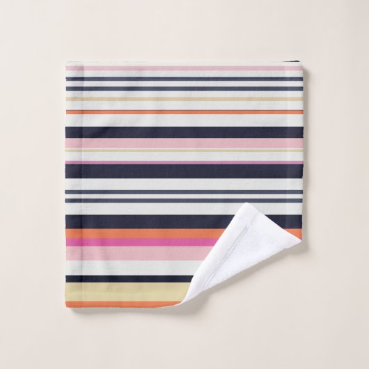 Oranje, blauwe en roze strepen bad handdoek (Wasdoekje)