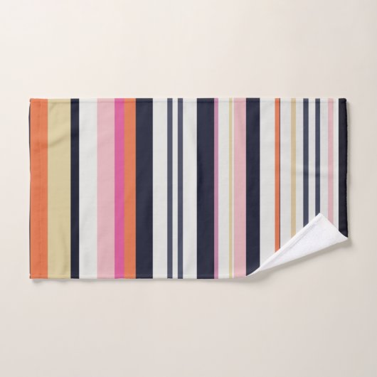 Oranje, blauwe en roze strepen bad handdoek (Handdoek)