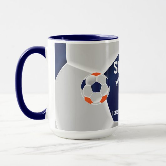 Oranje, blauwe en witte ⚽ sport mok (Links)