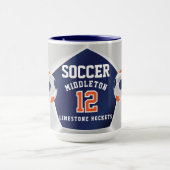 Oranje, blauwe en witte ⚽ sport mok (Midden)