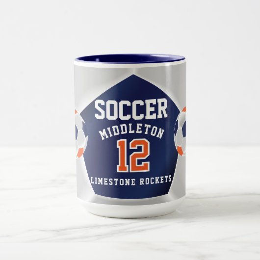 Oranje, blauwe en witte ⚽ sport mok (Midden)