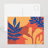 Oranje blauwe gele Abstracte botanische vormen Briefkaart (Voorkant / Achterkant)