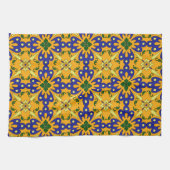Oranje blauwe gele Spaanse Tegel keukenhanddoek (Horizontaal)