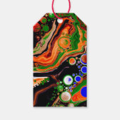 Oranje, blauwe, groene, zwarte digitale vloeiende  cadeaulabel (Voorkant)