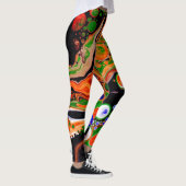 Oranje, blauwe, groene, zwarte digitale vloeiende  leggings (Rechts)