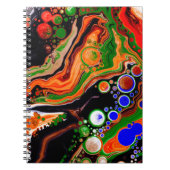 Oranje, blauwe, groene, zwarte digitale vloeiende  notitieboek (Voorkant)