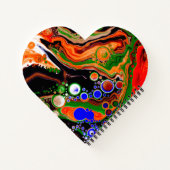 Oranje, blauwe, groene, zwarte digitale vloeiende notitieboek (Achterkant)