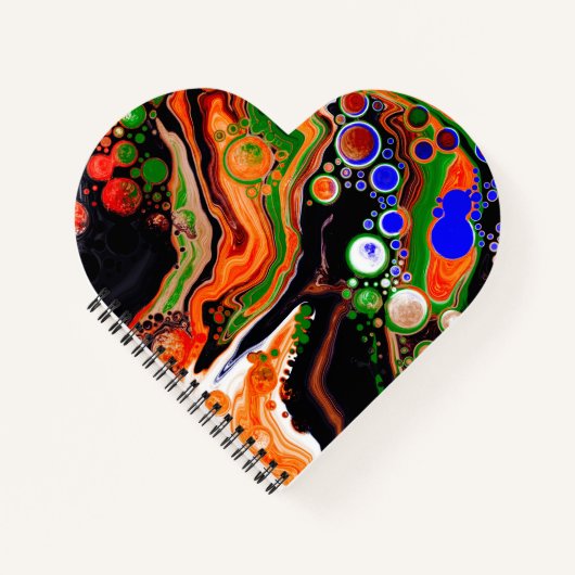 Oranje, blauwe, groene, zwarte digitale vloeiende notitieboek (Voorkant)