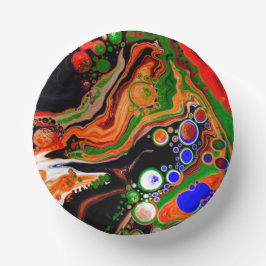 Oranje, blauwe, groene, zwarte digitale vloeiende  papieren kommen