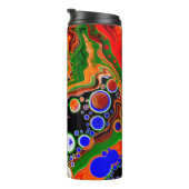 Oranje, blauwe, groene, zwarte digitale vloeiende  thermosbeker (Geroteerd rechts)