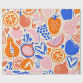 Oranje Blauwe Groenten Cadeaupapier (Vlak)