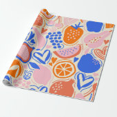 Oranje Blauwe Groenten Cadeaupapier (Uitgerold)