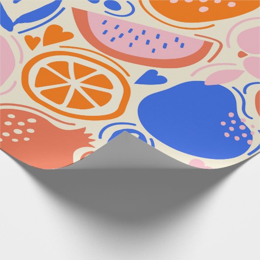 Oranje Blauwe Groenten Cadeaupapier (Hoek)