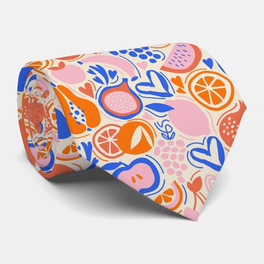 Oranje Blauwe Groenten Stropdas (Opgerold)