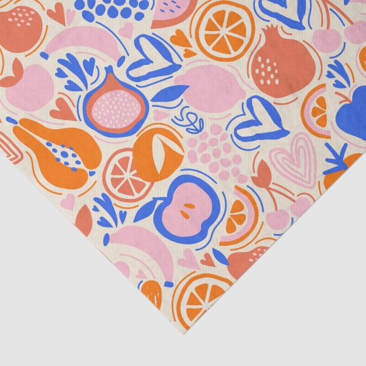 Oranje Blauwe Groenten Tissuepapier (Detail)