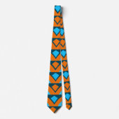 Oranje Blauwe Halve Cirkel Diamant Geometrisch Pat Stropdas (Voorkant)