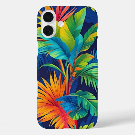 Oranje Blauwe Hawaiiaanse Planten Palmbladeren Case-Mate iPhone Case (Achterkant)
