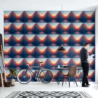 Oranje-blauwe heuvels behang