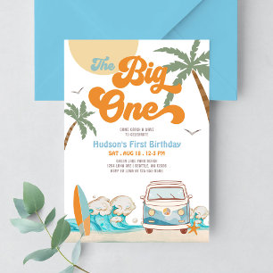 Oranje Blauwe Jongen The Big One Surf 1e Verjaarda Kaart
