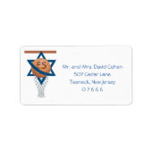 Oranje blauwe joodse Basketball RSVP Envelope zege Etiket (Voorkant)